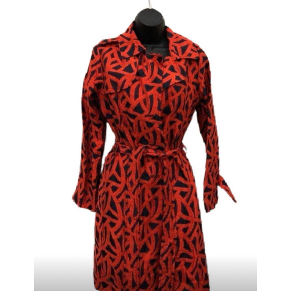 Women's Eva Franco Red & Blue Trench Coat Size 2